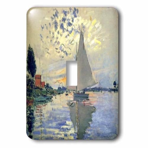 Peinture voilier Monet interrupteur à bascule décoratif 3drose
