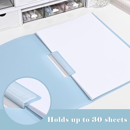 BAYTORY 5Pcs Report Covers with Swing Clip, Plastic Folders with Clip for A4 and Letter Size Paper, Report Folder Presentation Binder for School Business (Blue)