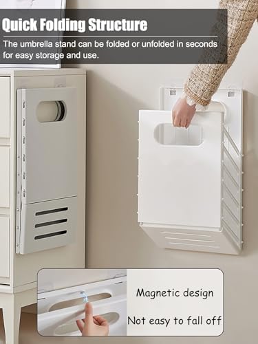 Porte-parapluies avec fixation murale compact gris anti-gouttes sol - 2