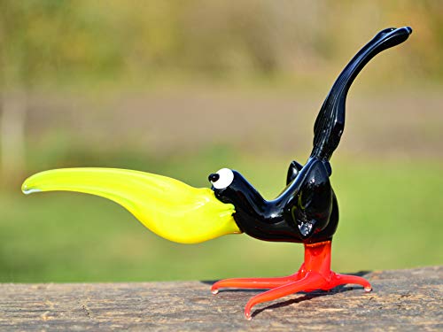 3.6" Glass Crow figurine animals blown glass crow gift miniature art glass toys murano crow dollhouse collection figures toys BeautyGlassUA