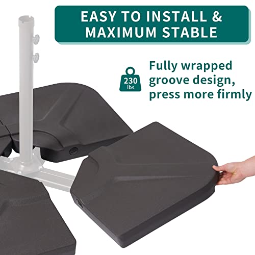 UDPATIO Patio Umbrella Base, Offset Umbrella Base Stand, 230 Lbs HDPE 4