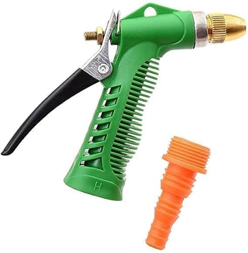 High-Pressure Garden Water Spray Gun | 3 Adjustable Spray Patterns | Hands-Free Operation, Durable Brass Nozzle for Car Washing, Plant Watering, and Pet Cleaning - Pack of 1, 9 x 3 cm