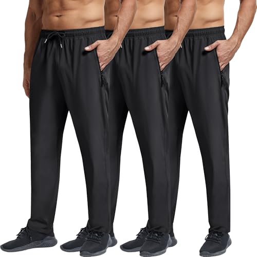 Men's Lightweight Hiking Pants Quick-Dry Stretch Outdoor Joggers with Zipper Pockets Casual Travel Athletic Sweatpant