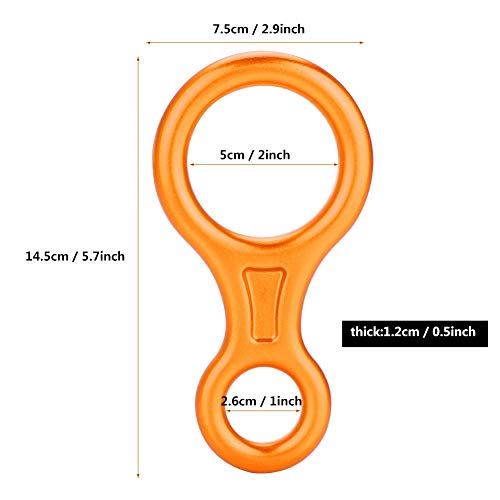 Alomejor Klettern Abseilensicherheit 35KN Bergsteigen Klettern Abbildung 8 Seilabseilring(Orange)