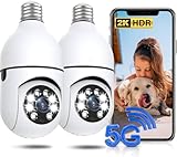 Light Bulb Security Cameras Wireless Outdoor - 5G&2.4G wifi bulb Cameras for Home Security Outside Indoor, Full-Color Night Vision, Siren Alarm, 24/7 Recording Bulb Camera Work with Alex (2 Pack) (2)
