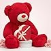 WENMOTDY Big Teddy Bear Stuffed Animal Giant Teddy Bear Plush with Red Ribbon Bow Plush Toy Gift for Girlfriend Bride 36 inch Red