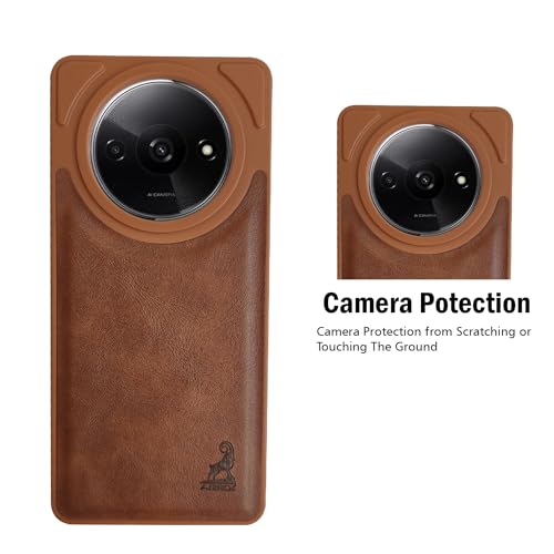 Image of AIBEX Shield Back Cover Case Compatible with Poco C61 / Xiaomi Redmi A3 Back Cover | Flexible Vegan Leather | Full Camera Protection | Raised Edges | Super Soft-Touch | Bumper Case