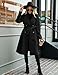 CMTOP Mantel Damen Lang Elegant Zweireihiger Trenchcoat Damen Revers Doppelreihiger Windjacke Warme Klassische Übergangsmantel Langer mit Gürtel und Tasche für Frühling und Herbst(Schwarz,M)