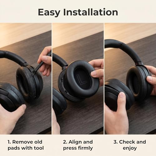Replacement Ear Pads for Soundcore Life Q20/Q20+/Q20i/Q20BT | Soft Protein Leather, High-Density Foam, Pry Tool, Not for Life 2 NEO miniatura 5