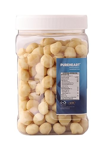 Image of Pureheart Natural Macadamia (650 gm, Pack of 2)- Premium Australian Macadamia Nuts, Rich in Antioxidants - Whole, Exotic, and Crunchy Dry Fruits, Ideal Snacks, No Additives - Reusable Jar