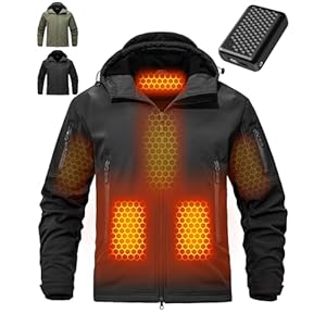 Wulcea Graphene Heated Soft Shell Jacket for Men 12V 18400mAh Large Capacity
