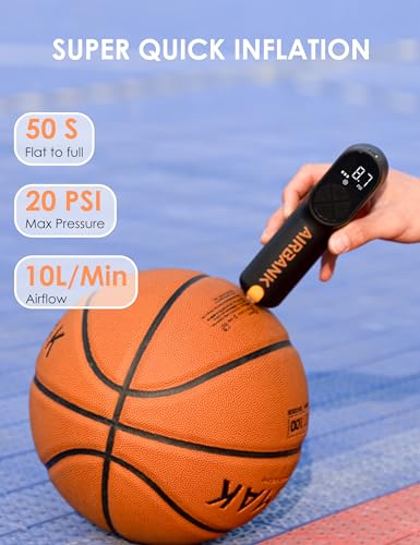 AIRBANK Electric Ball Pump MAKO, 4000mAh Basketball Pump, 20PSI Fast Smart Air Pump Inflation & Deflation with Accurate Pressure Gauge for Soccer, Football, Volleyball, Basketball, Balloon - Thumbnail 3
