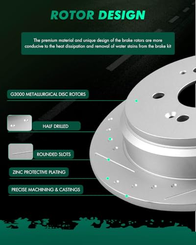 Image of SCITOO Rear 12.32 inch Brake Pads and Rotors Kits Fit For Honda Odyssey 2005 2006 2007 2008 2009 2010