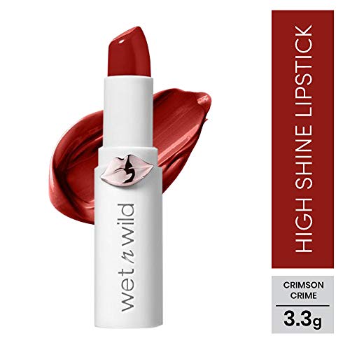 Image of Wet n Wild, Megalast Lipstick, Long-lasting Moisturizing Lipstick with Shine Finish, Hydrating Formula with Microspheres, Natural Marine Plant Extracts, Coenzyme Q10 and Vitamins A & E, Crimson Crime