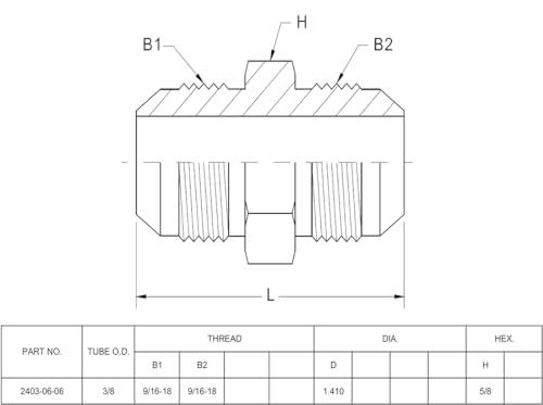Image of (2-PACK) 2403-06-06 Hydraulic Hose Adapter Fitting 3 /8 inch Male JIC 37 Flare (9 /16 inch-18UNF) x 3 /8 inch Male JIC 37 Flare (9 /16 inch-18UNF) SAE Straight Pipe Joints Tube Connector Carbon Steel