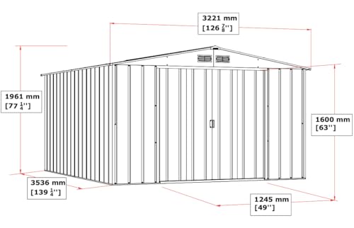 Duramax Eco 10 X 12 (11.68 M2) Metal Garden Storage Shed, Hot-Dipped Galvanized Metal Garden Shed, Tool Storage Shed, Strong Reinforced Roof Structure, Maintenance-Free Metal Shed, Anthracite - 6