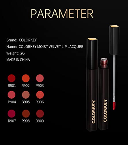 Colorkey Moist Velvet Lip Lacquer Matte Silk Satin Lip Gloss With New Emulsifier Type & Cross Polymer, Moisturizing Lotion Texture, Enjoy The Silky Softness (B905) #TOP6