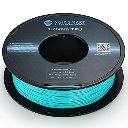 Sainsmart Neon Color Tpu, 1.75Mm Flexible Tpu 3D Printer Filament 800G, Dimensional Accuracy +/- 0.05 Mm, Neon Cyan #TOP4