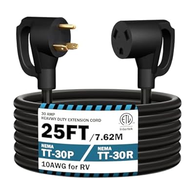 STRIGHT 25FT RV Extension Cord 30 Amp, RV Power Extension Cord NEMA TT-30P Male to TT-30R Female Heavy Duty 10 Gauge STW 3-Wire for RV Trailer Campers 125V, 3750W, ETL Listed (25FT 30AMP)
