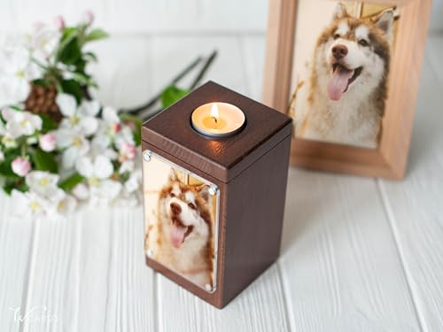 Image of Personalized Pet Memorial - Dog Memory Box Keepsake with Photo, Cat Cremation Urn for Ashes Candle (Medium, Without Engraving)