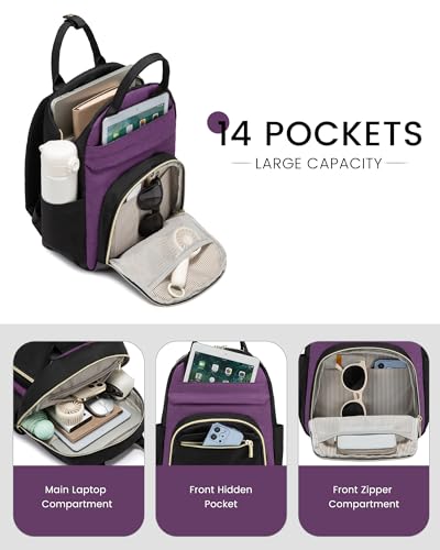 Image of LOVEVOOK Mini Backpack Purse for Women, Small Backpack Bag, Stylish Light Weight Daily Travel Backpack, Black-Purple