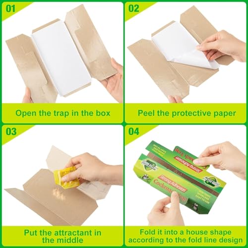 Image of Cockroach Trap Strong Adhesion (10 PCS) - Non-Toxic Odorless Roach Glue Traps for Kitchen, Bathroom & Home - Easy to Use Pest Control Sticky Trap (Green)