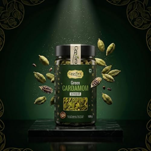 Image of Grevora Premium Kerala Idukki Green Cardamom (Elaichi) 60g | Large 8+ mm Bold Pods | Handpicked, Naturally Aromatic & Premium Quality Spice | Fresh Whole Elaichi for Tea, Sweets, Desserts & Indian Cooking
