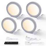 V4light Smart Puck Lights 4 Pack, Plug-in Under Cabinet Lighting for Kitchen, Closet & Shelf, App, Voice & Hand Control, Works with Alexa & Google Home, Dimmable & Adjustable Warm to Cool White Light
