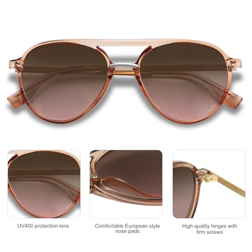 SOJOS Retro Aviator Polarized Sunglasses for Women Men Double Bridge Ladies Shades3