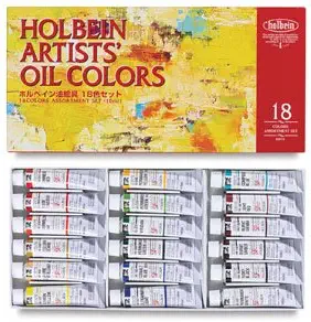 Holbein Artists' Oil Colors - Set of 18, Assorted Colors, 10 ml Tubes