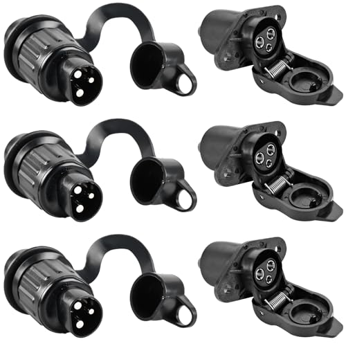 3 enchufes de 3 polos, remolque, conector de 3 polos, 12 V, tractor, enchufe enchufe de 12 V, enchufe de 12 V para maquinaria agrícola y maquinaria de construcción