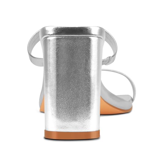 Image of Carcuume Women's Square Toe Two Strap Open Toe Block Heels Sandals Slip On Shoes