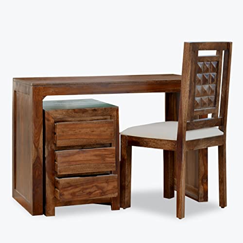 Image of Solid Sheesham Wood Study Table for Adults | Computer Table for Home | Wooden Writing Desk | Office Table for Office Work | Work from Home Table with 2 Drawers (10)