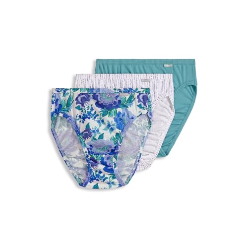 Image of Jockey Women's Underwear Elance French Cut - 3 Pack, Cove /Rain Stripe /Luscious Blue Bloom, 6