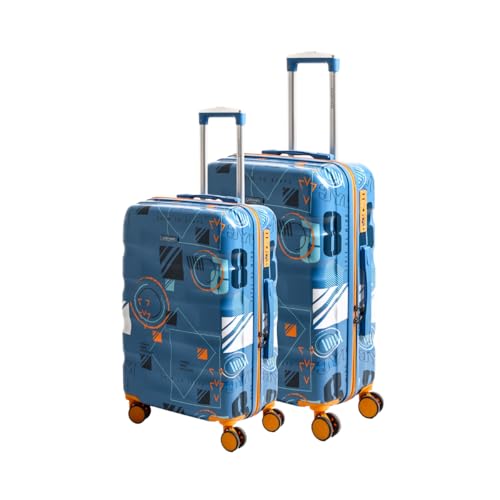 Image of Trolley Bag Set of 2 Blue 65cm & 75cm | Polycarbonate Suitcase for Travel | Hard Luggage with 360 Spinner Wheels | TSA Lock, Antitheft Zipper & Dual Cover Interior Manchester