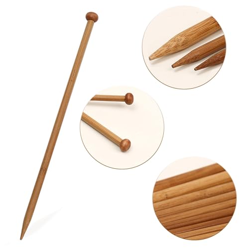 ALMEKAQUZ Knitting Needle Set, Different Sizes Bamboo Knitting Needles, Single Pointed Long Wooden Knitting Needles, for DIY Handmade Wool Sweater Scarf for Beginner(Pair of 3)