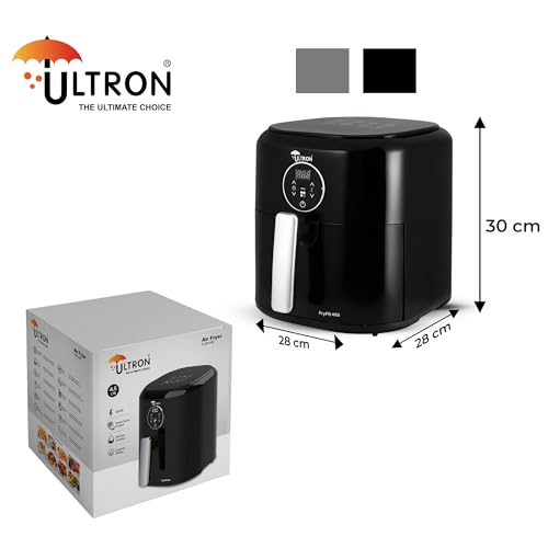 Image of Ultron Air Fryer Digital 4.5 L FryFit 45S, 1200W Oil-free Cooking | Instant Electric Air Fryer for Home, Rapid Hot Air Circulation, Fry, Grill, Roast, Steam, and Bake | 1 Year Warranty (Black)