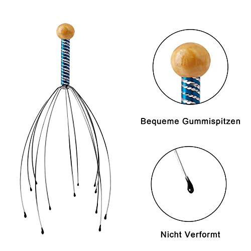 Kopfmassage Spinne und Rückenkratzer, Kopfmassagegerät mit 20 Fingern, Rückenkratzer Ausziehbar, Kopfmassage und Metallrückenkratzer für Entspannung und Wellness - Image 4