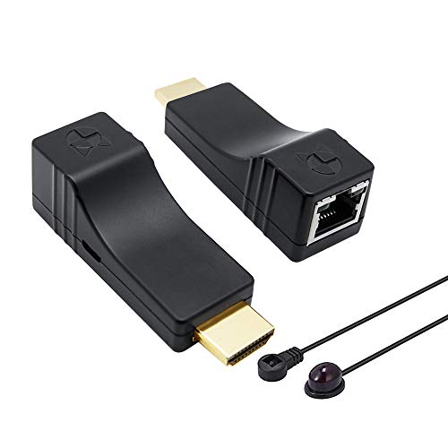 DDMALL 196ft 1080p HDMI Extender Over Single CAT5e/CAT6 Cable with Remote IR Control, Zero Loss, Zero Latency, Full HD, 3D, EDID Copy, HDCP, POC, Easy Installation, HDMI Transmitter and Receiver Kit
