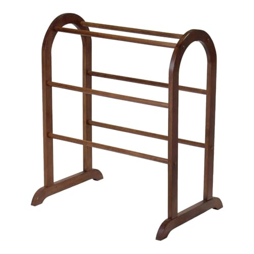 Oakestry Eleanor Quilt Rack with 6 Rungs Antique Walnut Stylish Functional Rack for Storing and Displaying Quilts Blankets or Throws Elegant Design Ideal for Home Decor and Practical Storage
