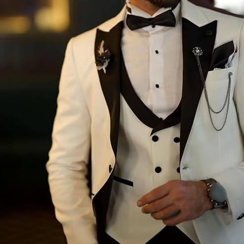 Men's Slim Fit 3 Piece Blazers Vest Pants Classic Double Breasted Suit Wedding Formal Prom Groomsmen Tuxedo Suits2