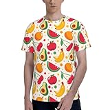 Tシャツ メンズ フルーツ柄 果物柄 半袖 ティーシャツ 夏服 トップス スポーツシャツ 上着 ショートスリーブ T-Shirt 総柄 おしゃれ 通勤 通学 大きいサイズ S-3xl