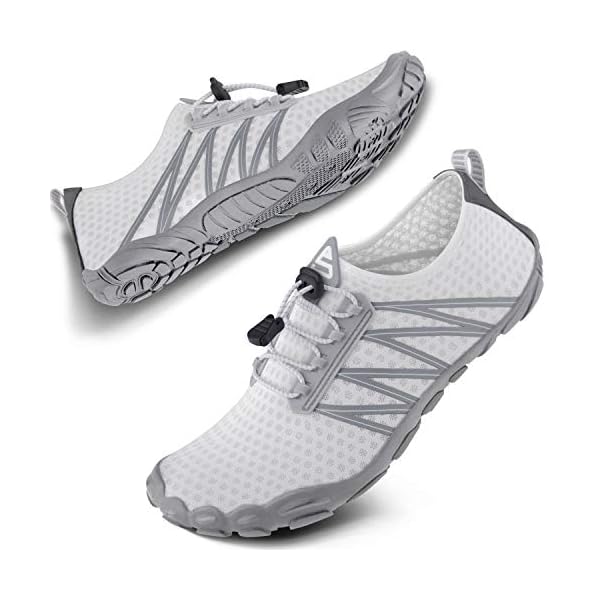 SEEKWAY Water Shoes Men Women Adult Quick-Dry Aqua Sock Barefoot for Beach Swim River Pool Lake Hiking Kayaking Surfing SP001 407White Size 7.5W/6.5M