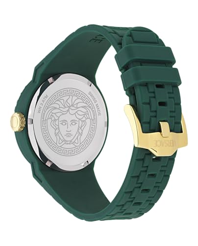 Versace V-Pop Collection Luxury Mens Watch Timepieces with a Green Strap, Case and Dial4