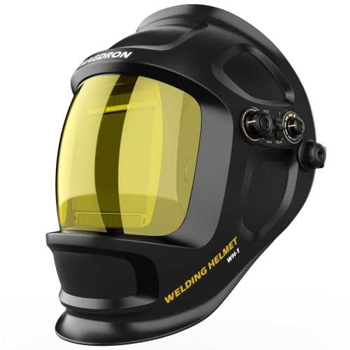 Auto Darkening Welding Helmet Large View 3.94' x 3.66', True Color Welding Hood Optical Clarity, 4 Arc Sensor Solar/Battery Powered, Wide Shade 3.5/5-9/9-13 Welder Mask for TIG MIG ARC Cut Grind