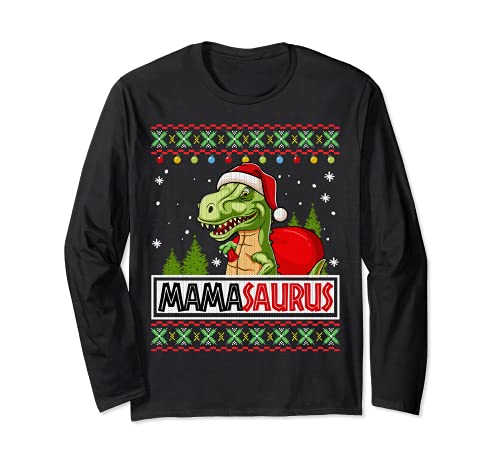Mamasaurus Funny Mama T Rex Dinosaur Ugly Christmas Maglione Maglia a Manica