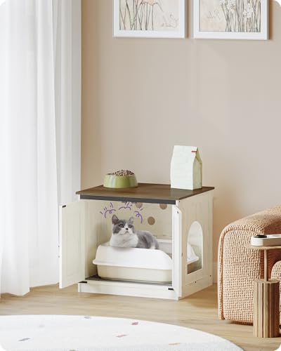 Hzuaneri Caixa de areia para gatos, móveis de caixa de areia oculta com divisórias removíveis, entra