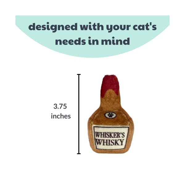 Huxley & kent cat toy | whisker's whiskey | nappy hour strong catnip filled cat toy | soft plush kitty toy with catnip and crinkle | kittybelles - image 4