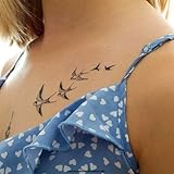 10 Pc Tatouage Ephemere D'Hirondelle En Noir - Cinq Oiseaux Volants - Tatouage Ephemere Corporel Temporaire