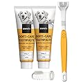 Animigo Dog Denti Care Kit - 2X Dog Toothpaste (100g), Triple Head Dog Toothbrush & Dog Finger Toothbrush - Teeth Cleaning Kit to Freshen Dog Breath and Remove Plaque and Stains from Dog Teeth